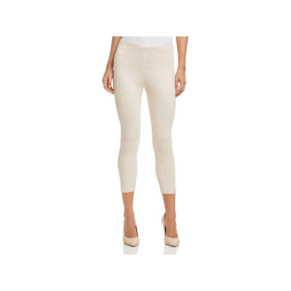 LYSSE Womens Beige Stretch Textured Embroidered Skinny Cropped Leggings XS